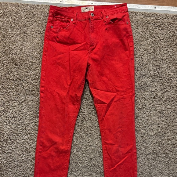 Lucky Brand Woman’s 6 Red Skinny Jeans Raw Hem Bottoms Like New - Picture 8 of 15